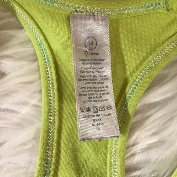 Ivivva Lululemon Sz 14 Lime Green Tank - Picture 5 of 5